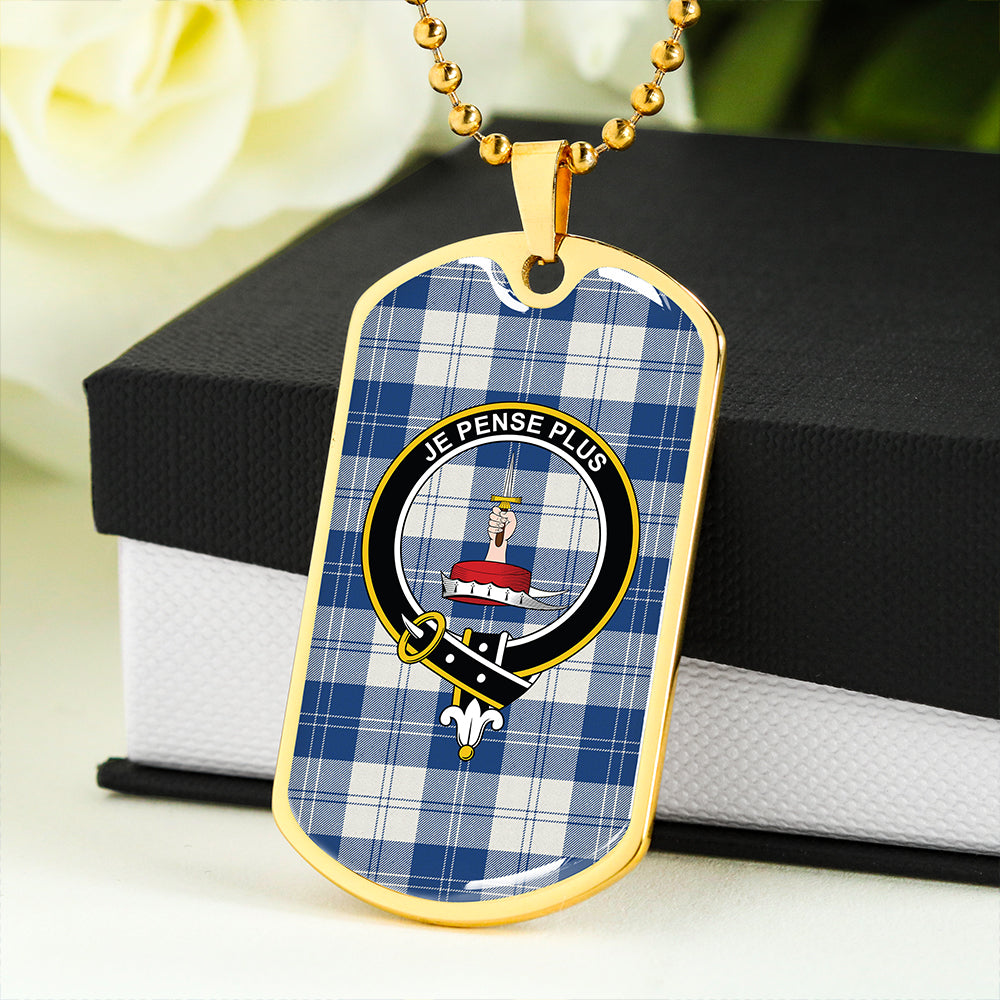 Erskine Dress Dance Blue Weathered Clan Badge Classic Tartan Dog Tag Necklace