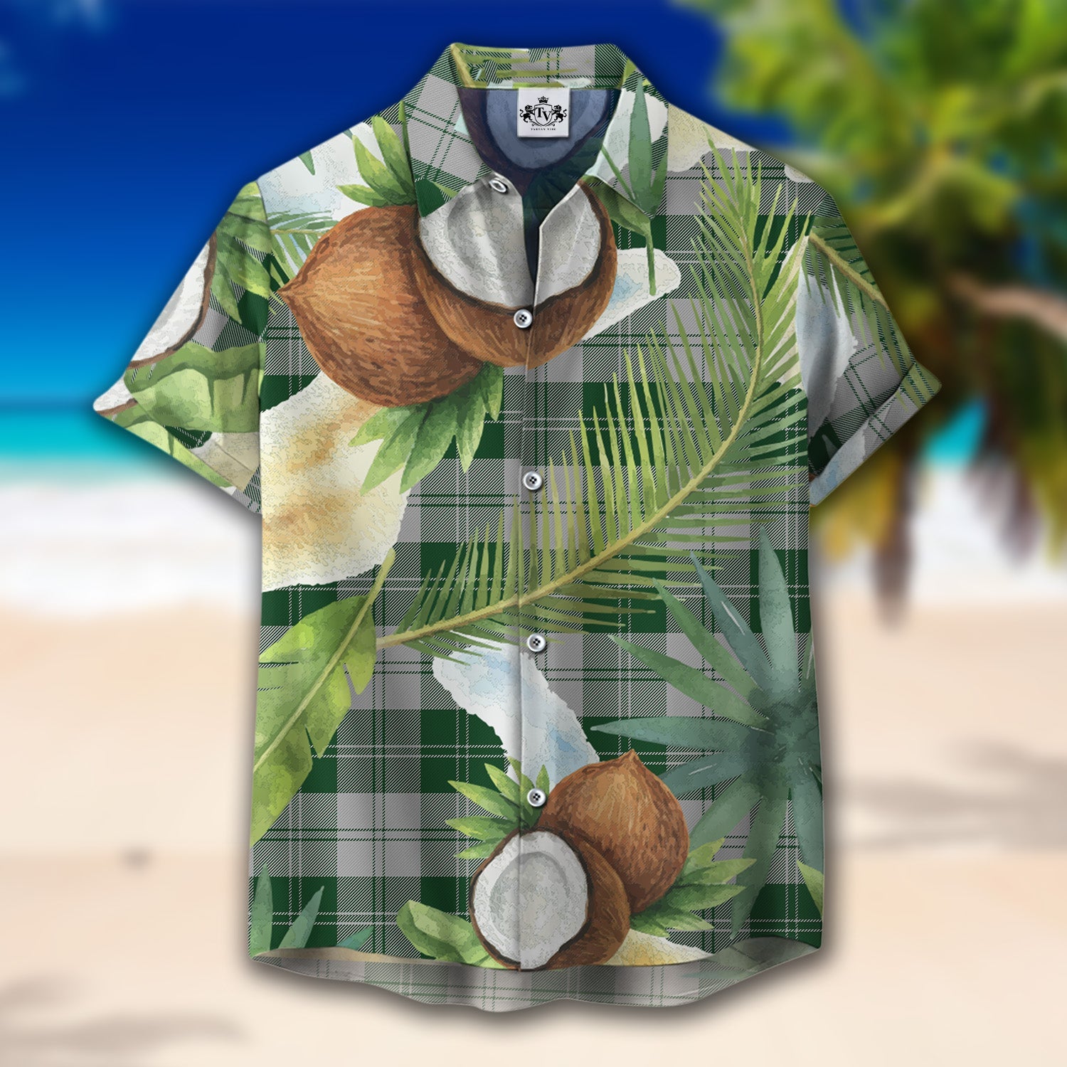 Scottish Tartan Erskine Green Clan Hawaiian Shirt Hibiscus - Tropical Garden Style