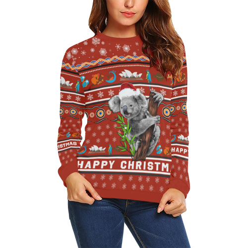 Christmas Australia Sweatshirt - Koala Santa Hat Merry Christmas