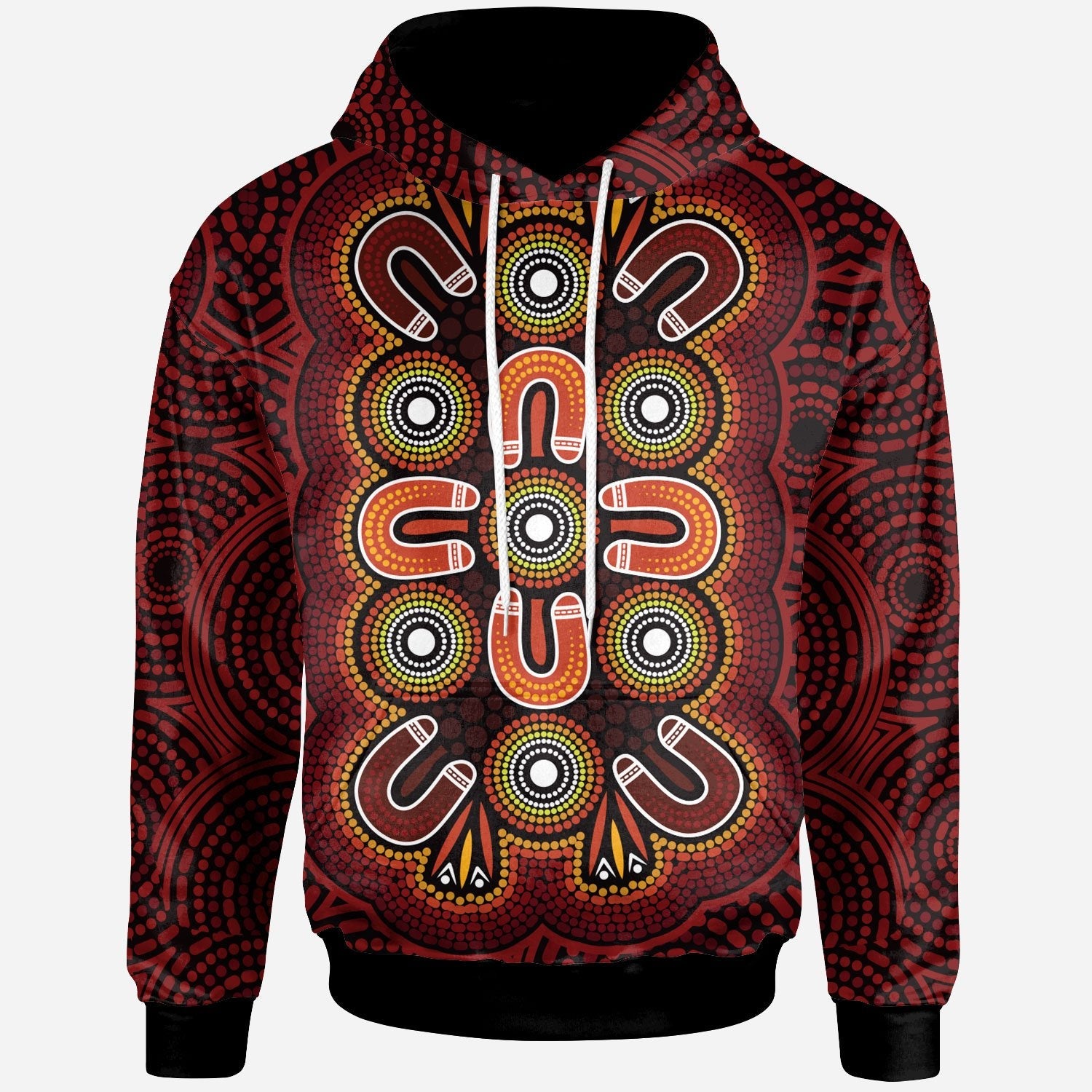 ABoriginal Hoodie - Aboriginal Dot Painting Flowers Style
