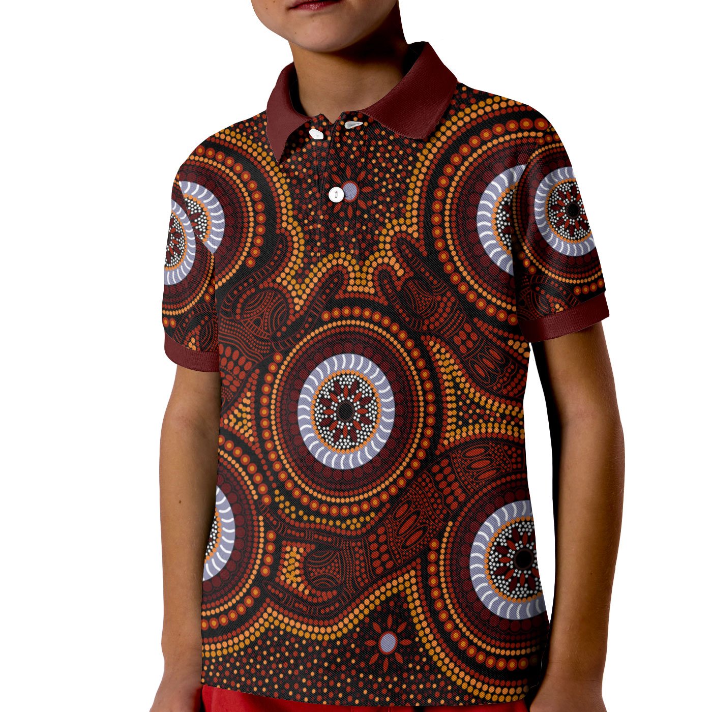 Aboriginal Polo - Aboriginal Human Dot Painting Art Kid Polo Shirt