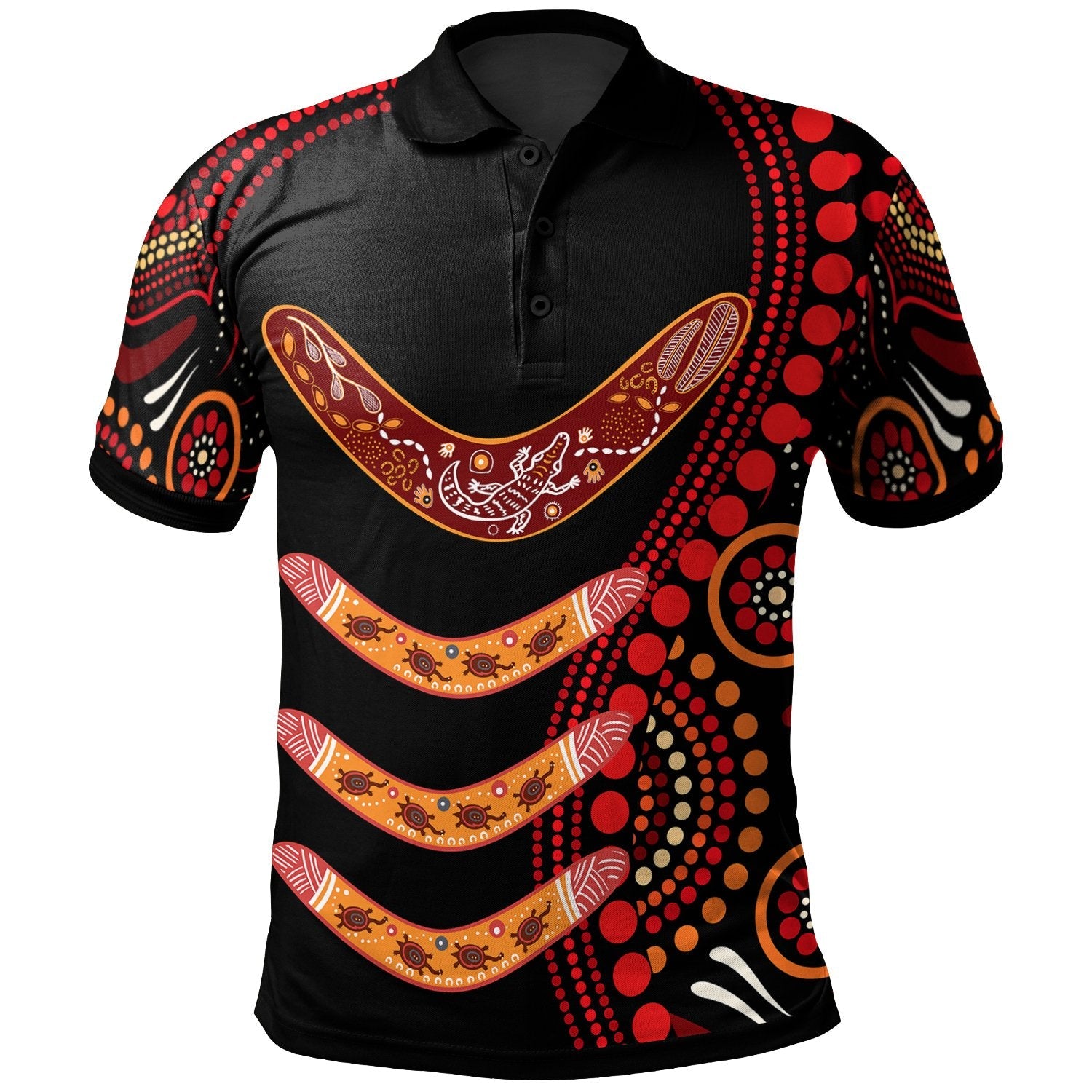 Aboriginal Polo - Aboriginal Boomerangs With Dot Painting Pattern Polo Shirt