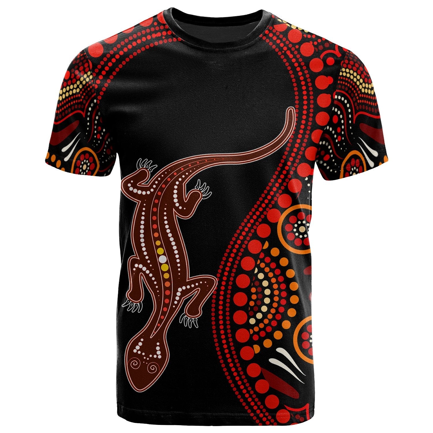 Aboriginal TShirt - Aboriginal Lizard With Dot Painting Pattern