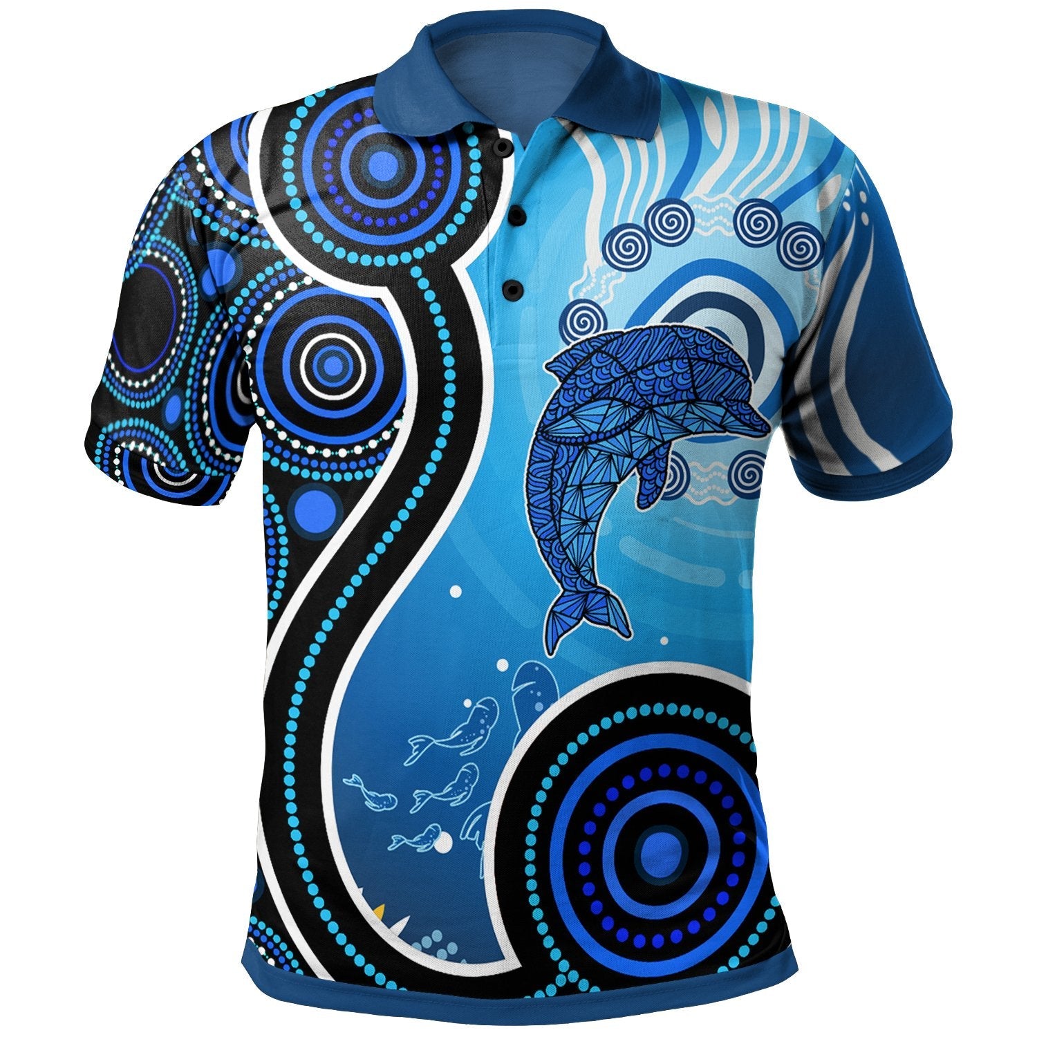 Aboriginal Polo - Dolphin And Aboriginal Dot Patterns Polo Shirt