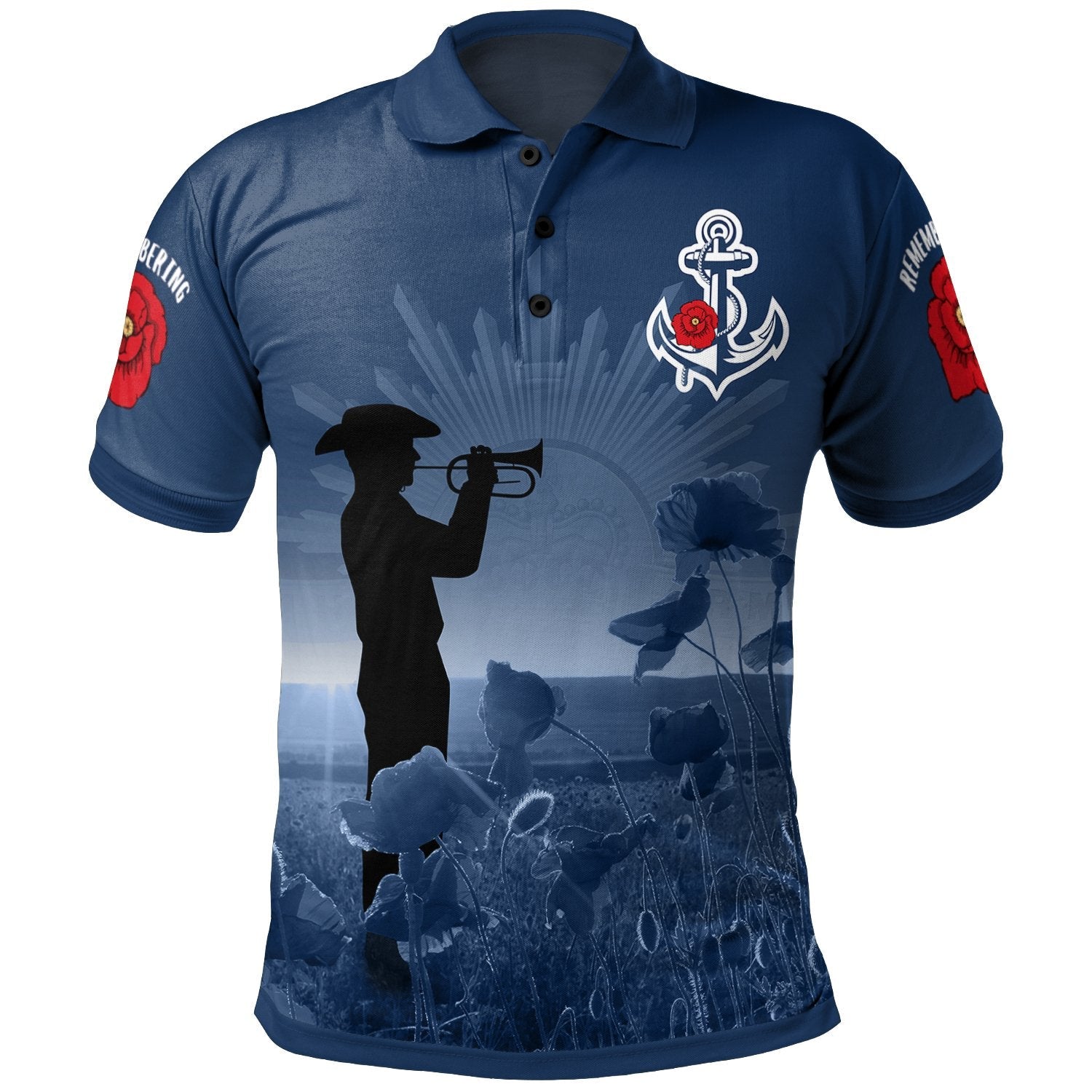 Anzac Polo - Navy Anzac Remembering Our Heroes Polo Shirt
