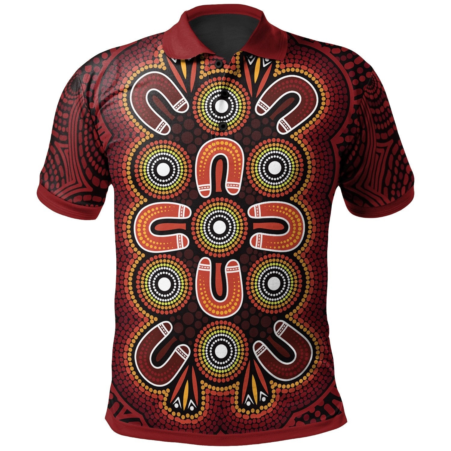 Aboriginal Polo - Aboriginal Dot Painting Flowers Style Polo Shirt