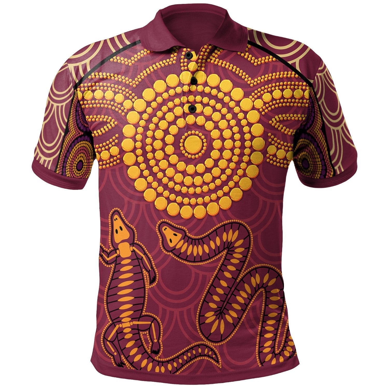 Aboriginal Polo - Aboriginal Snake And Alligator Polo Shirt
