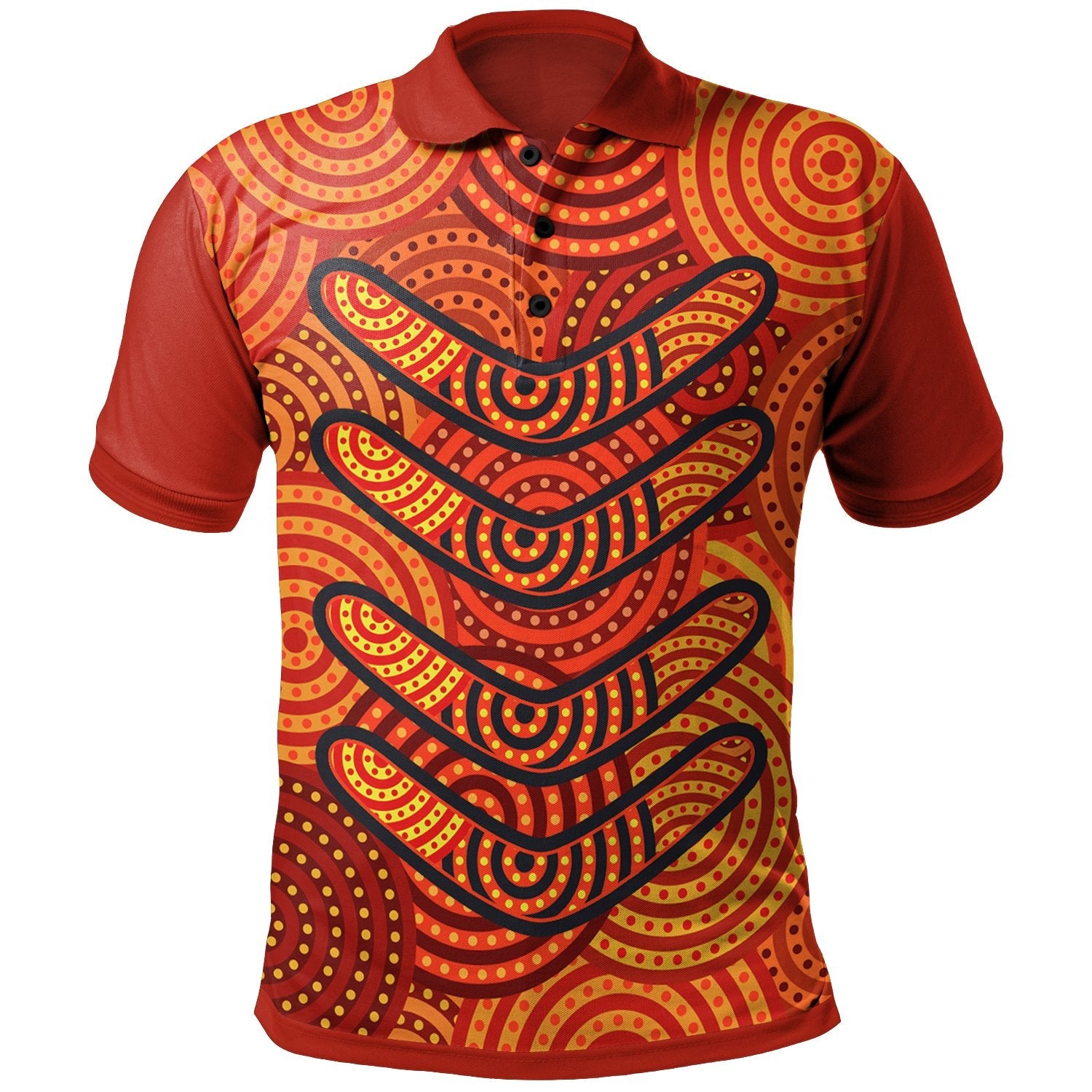 Aboriginal Polo - Aboriginal Boomerangs And Dot Circle Polo Shirt
