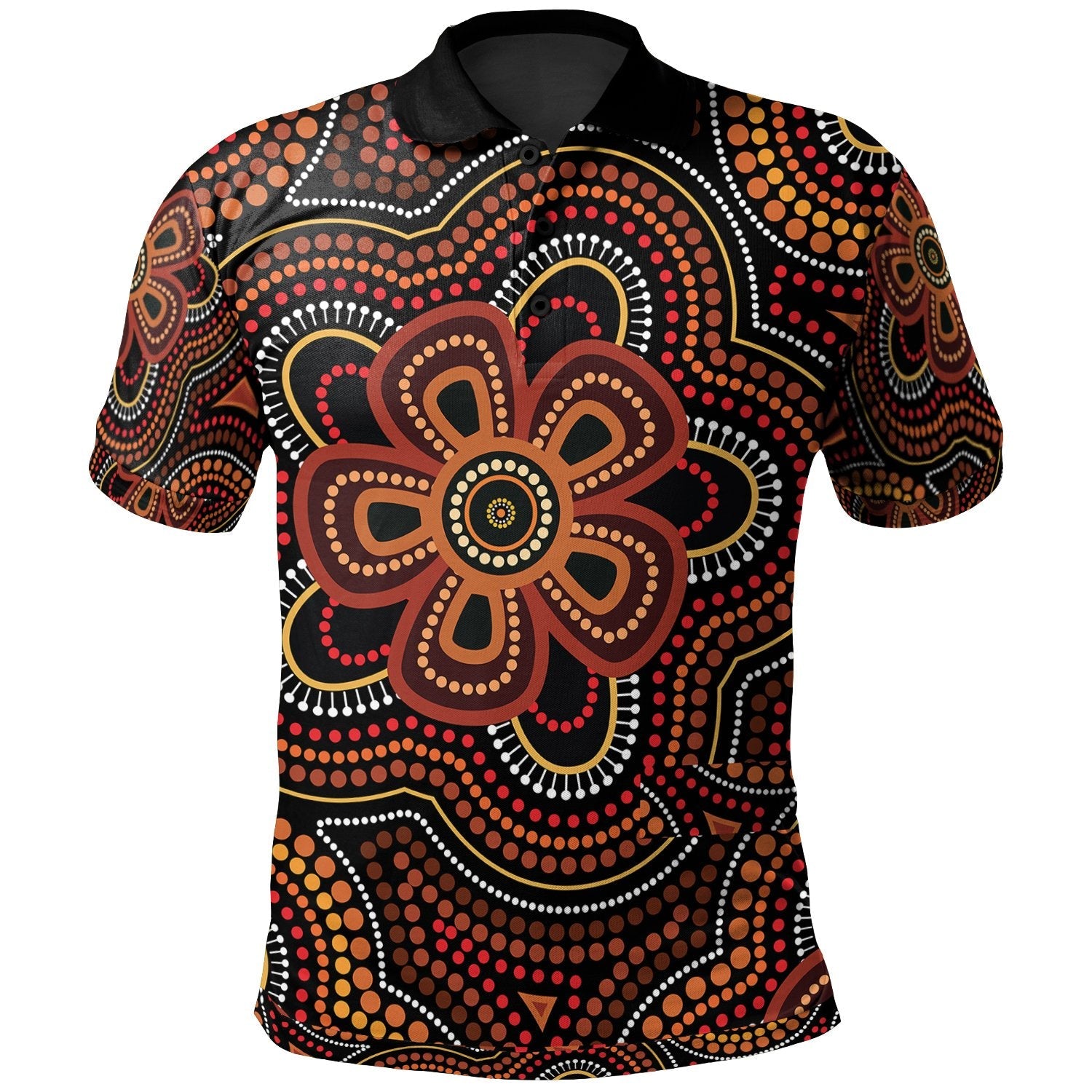 Aboriginal Polo - Aboriginal Dot Painting Flowers Style Ver02 Polo Shirt