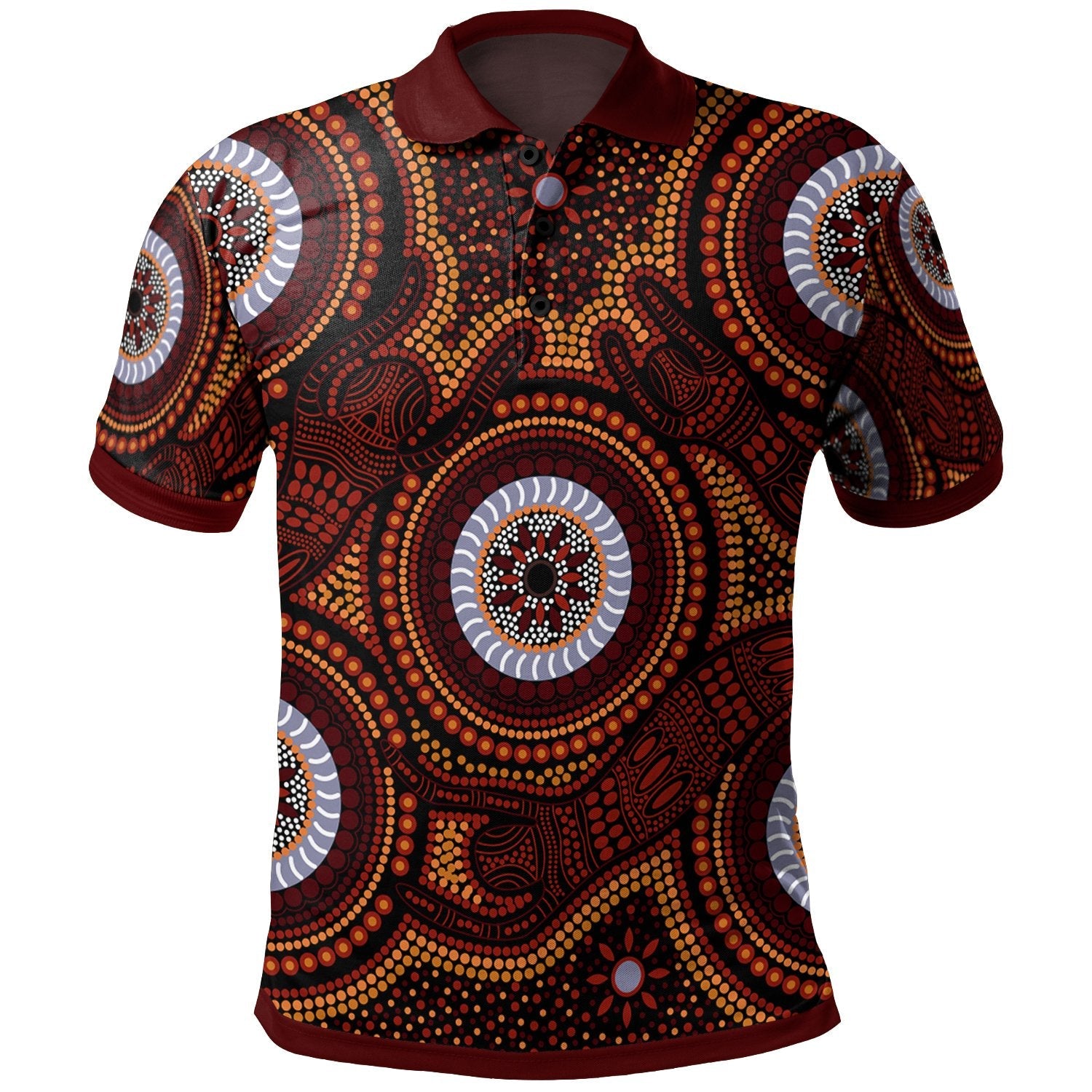 Aboriginal Polo - Aboriginal Human Dot Painting Art Polo Shirt