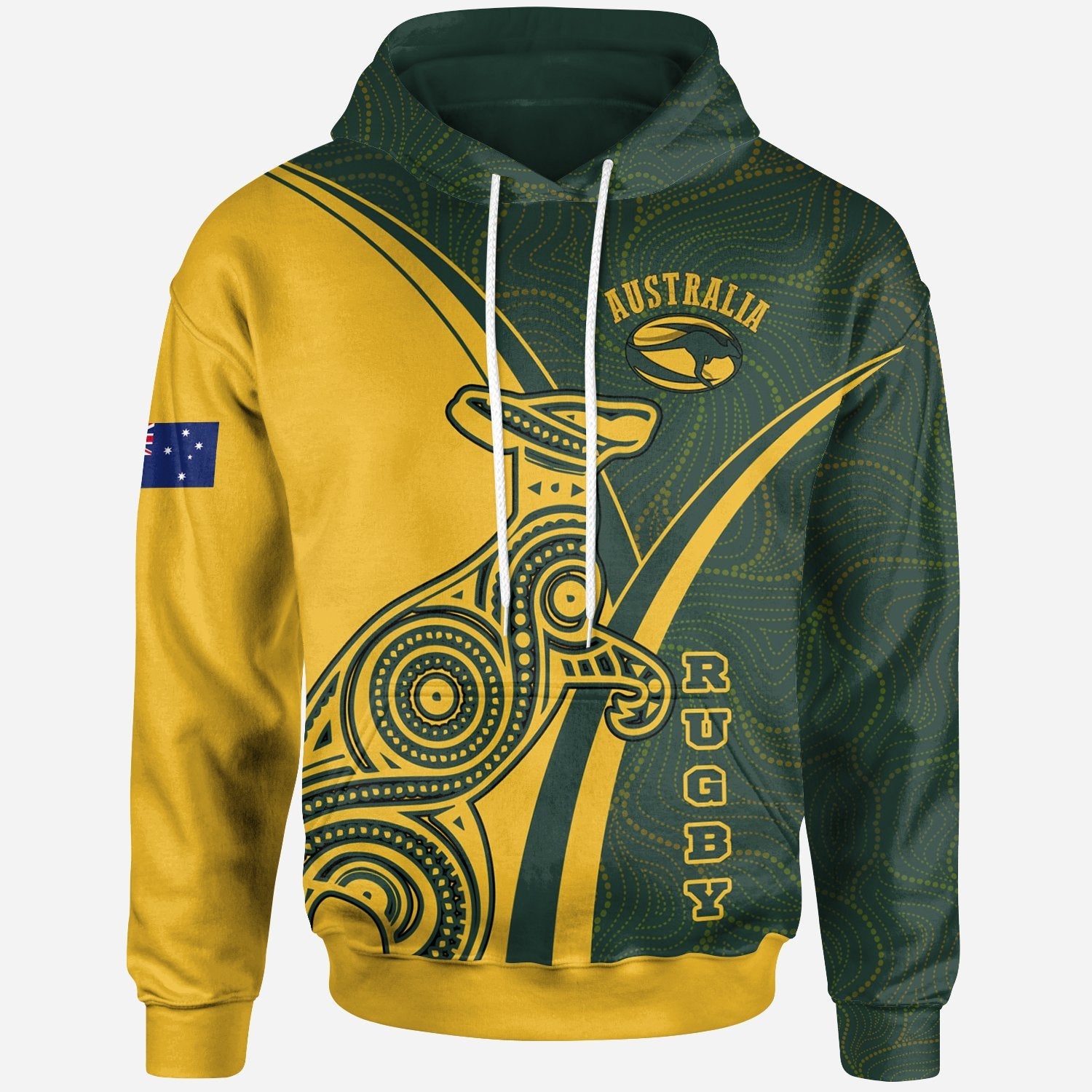Hoodie - Australian Kangaroo & Aboriginal Patterns