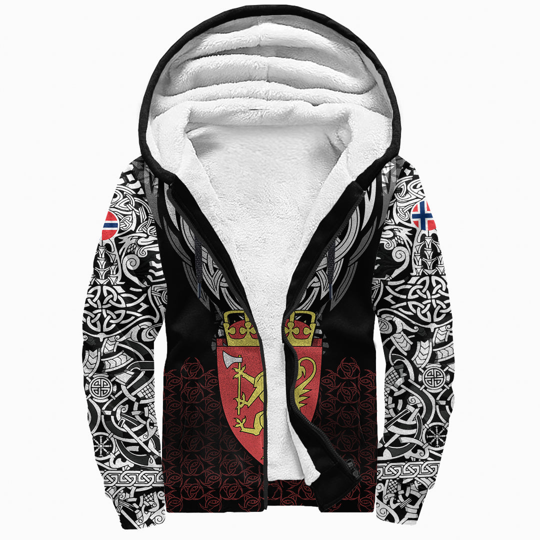 Viking Sherpa Hoodie Norway Symbol