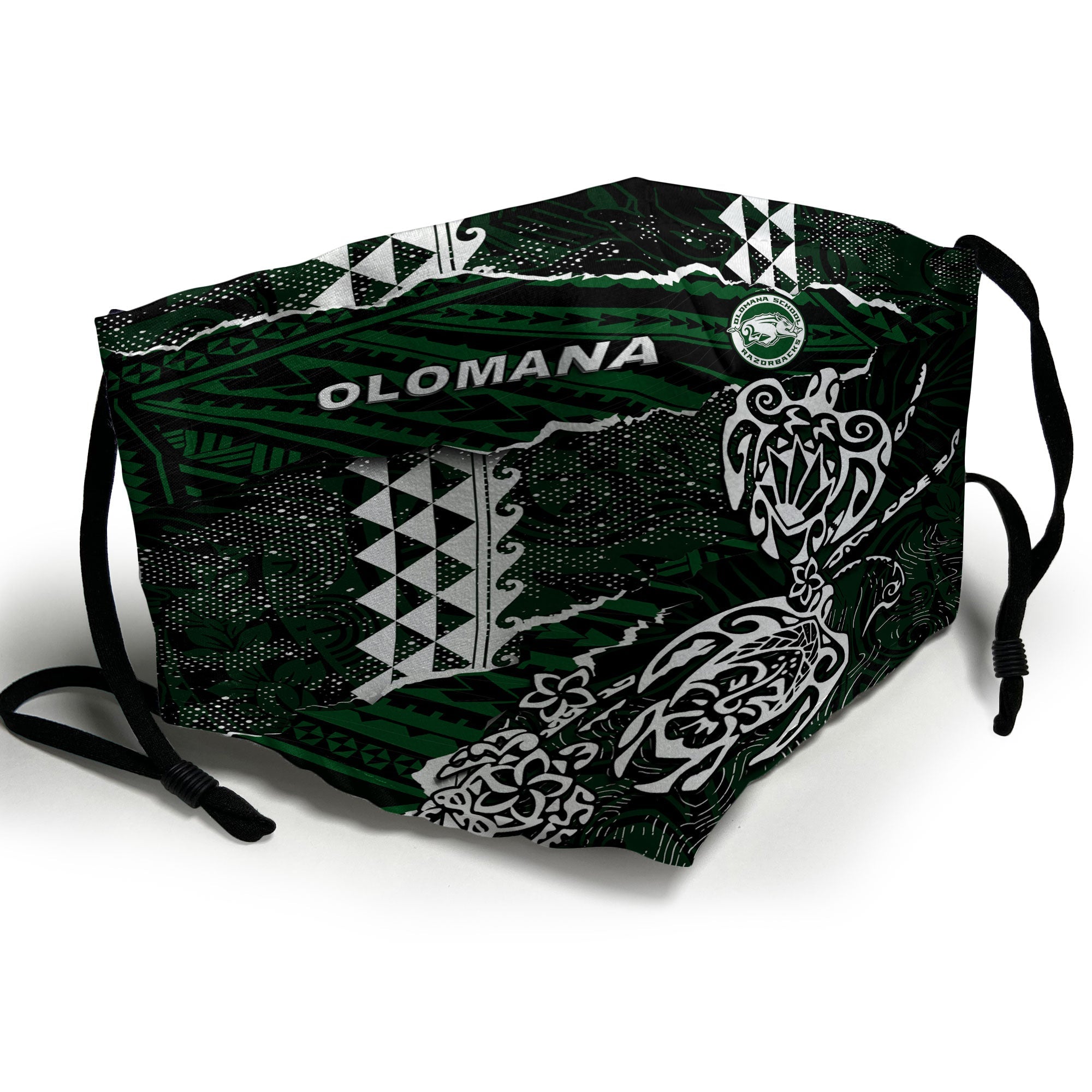 Hawaii Olomana High & Intermediate School Face Mask Polynesian Turtle Style