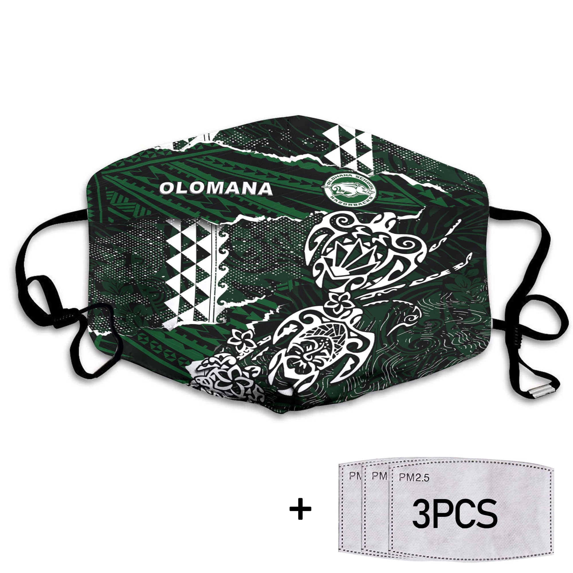 Hawaii Olomana High & Intermediate School Face Mask Polynesian Turtle Style