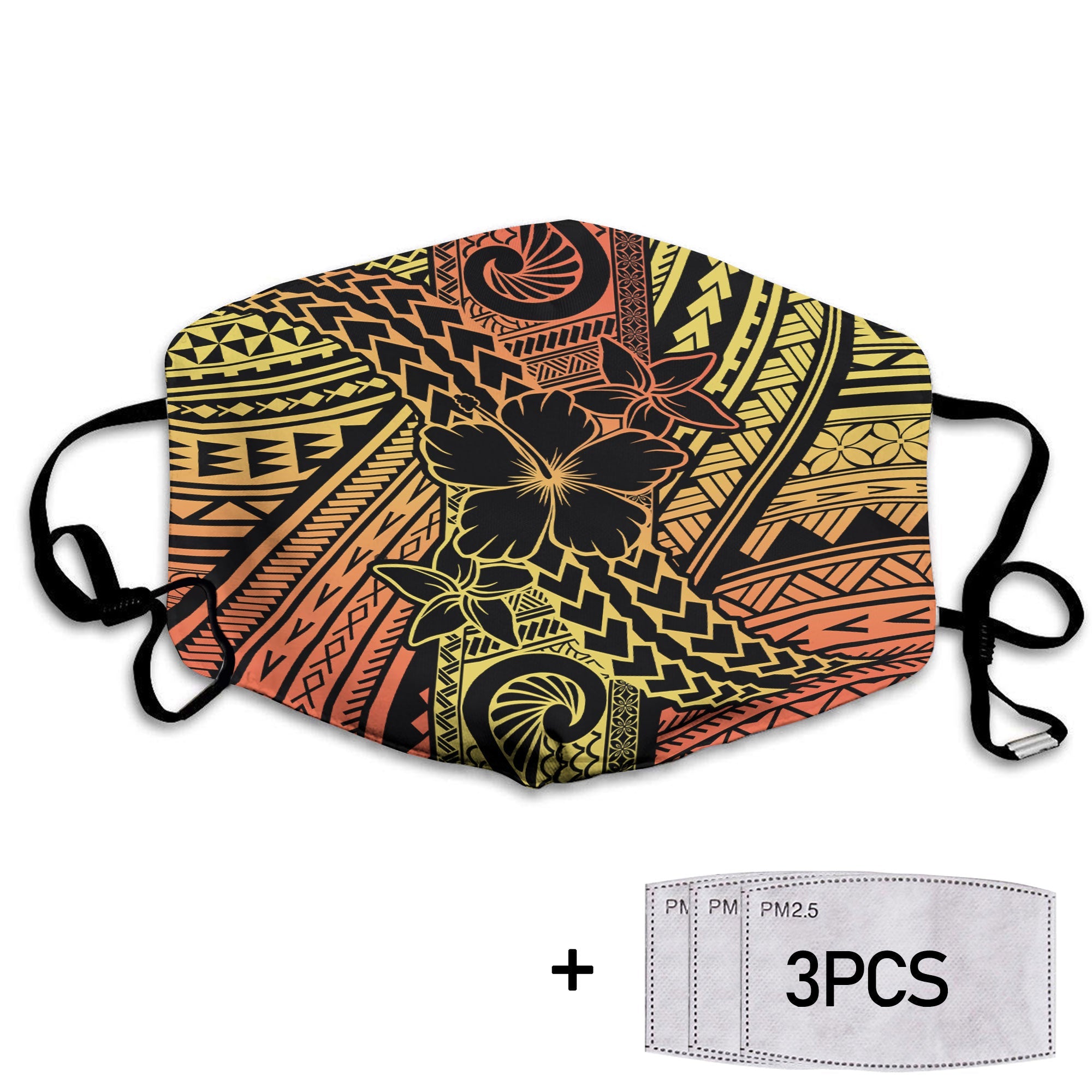 Hawaiian Reggae Face Mask Polynesian Hibiscus Style