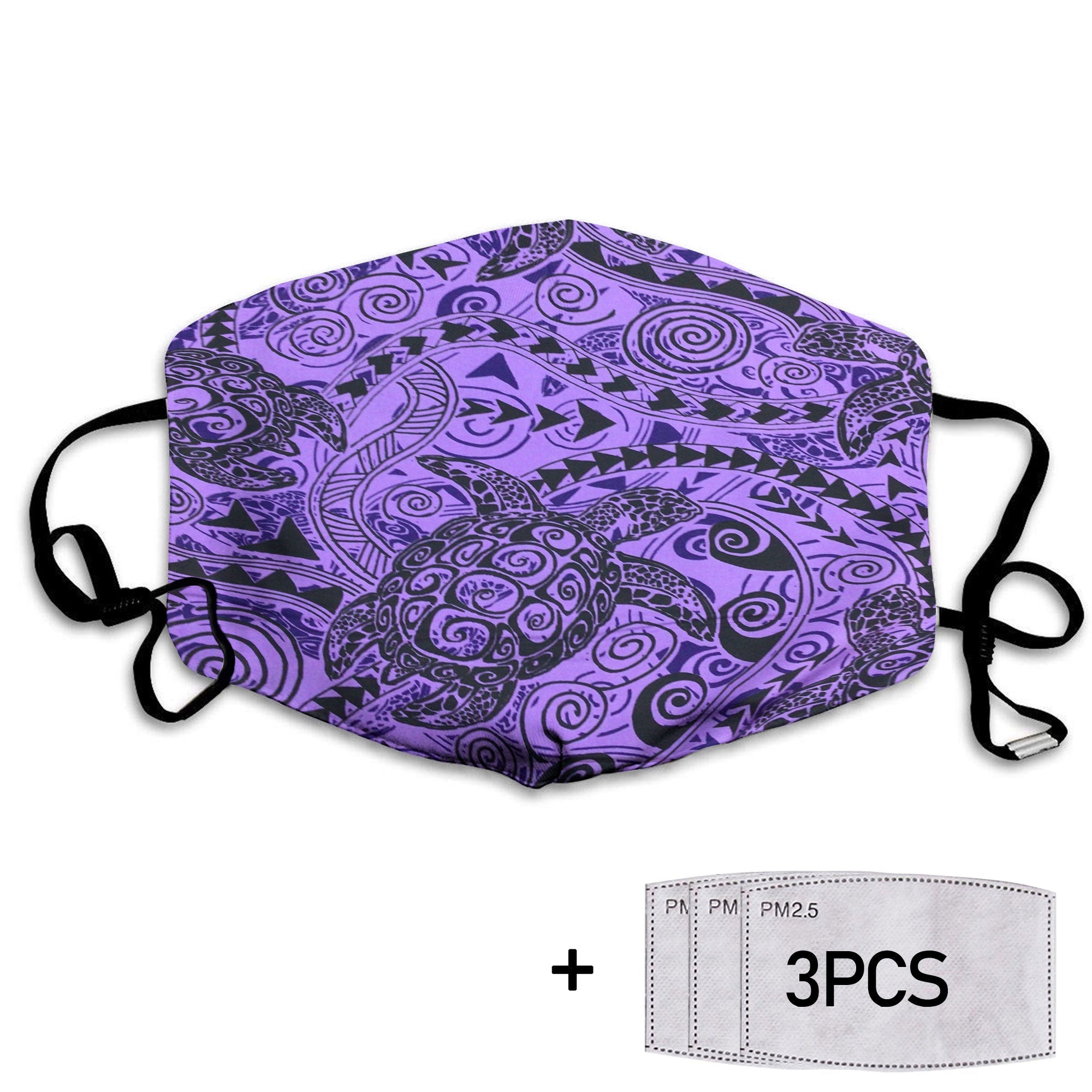 Hawaii Polynesian Turtle Face Mask Purple Style