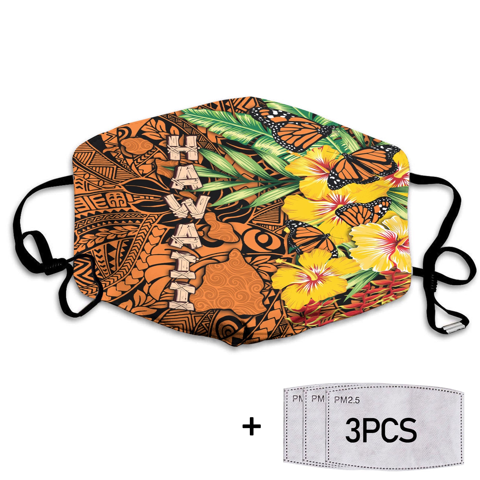 Hawaii Face Mask Kamehameha Butterfly Tropical Style