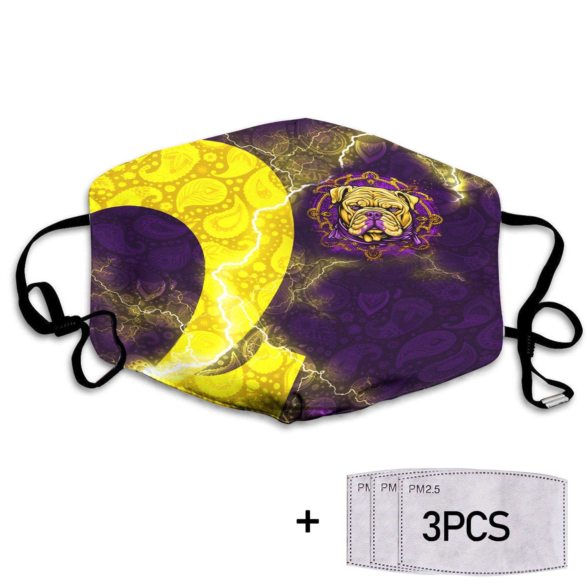 Fraternity Face Mask - Omega Psi Phi Bulldog Face Mask Thunder Style