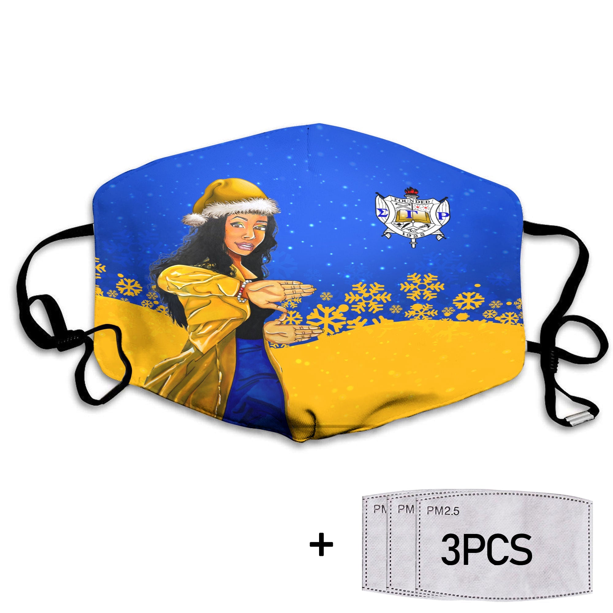 Sorority Face Mask - Sigma Gamma Rho Christmas Girl Face Mask Pretty Poodles Style