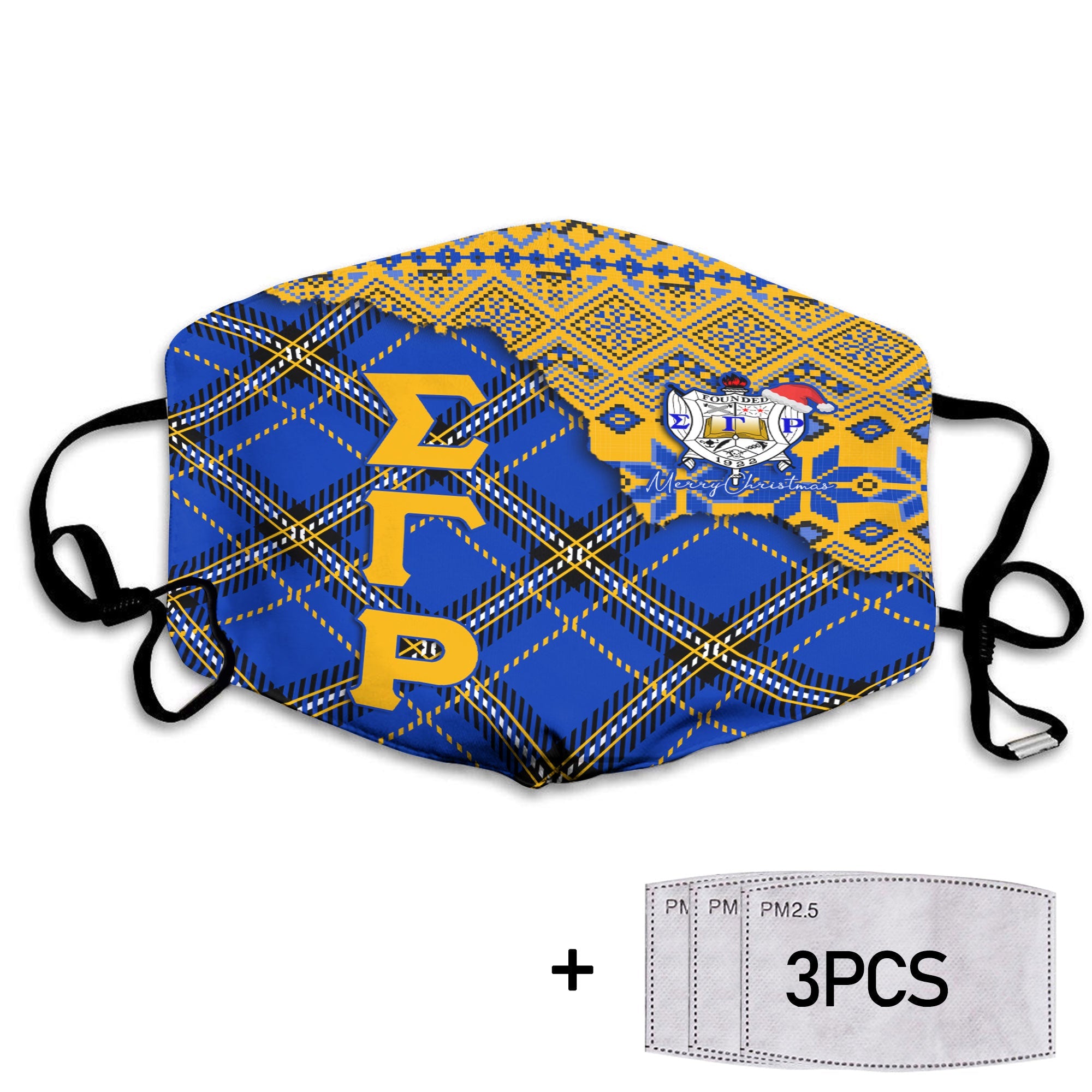 Sorority Face Mask - Christmas Sigma Gamma Rho Girl Face Mask Plaid Background Style