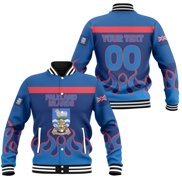 Falkland Islands Baseball Jacket Flag & Coat Of Arms Fire Hockey Style