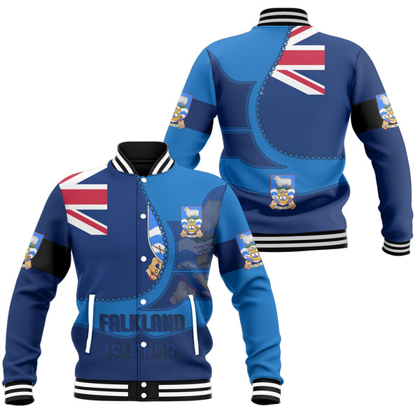 Falkland Islands Baseball Jacket Flag & Coat Of Arms Leather Style