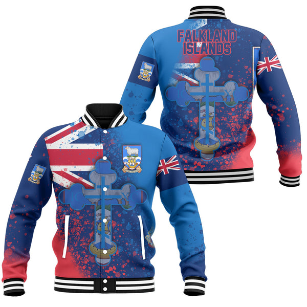 Falkland Islands Baseball Jacket Flag & Coat Of Arms Orthodox Style