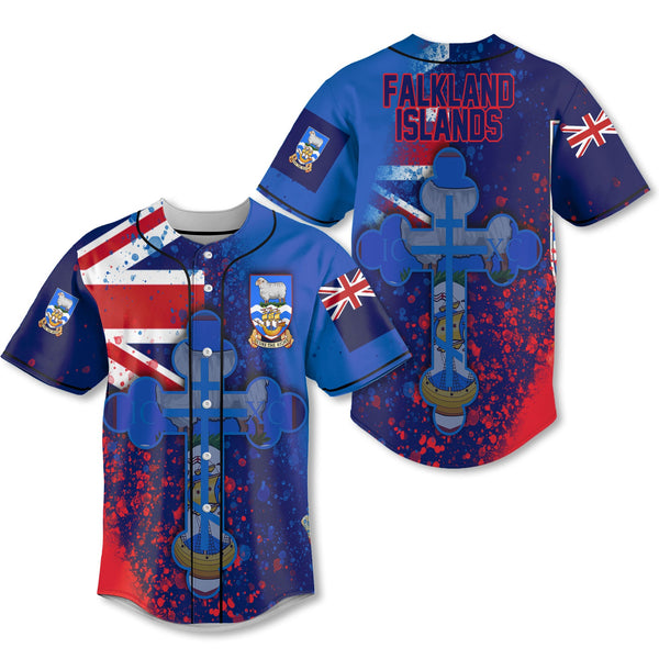 Falkland Islands Baseball Jersey Flag & Coat Of Arms Orthodox Style