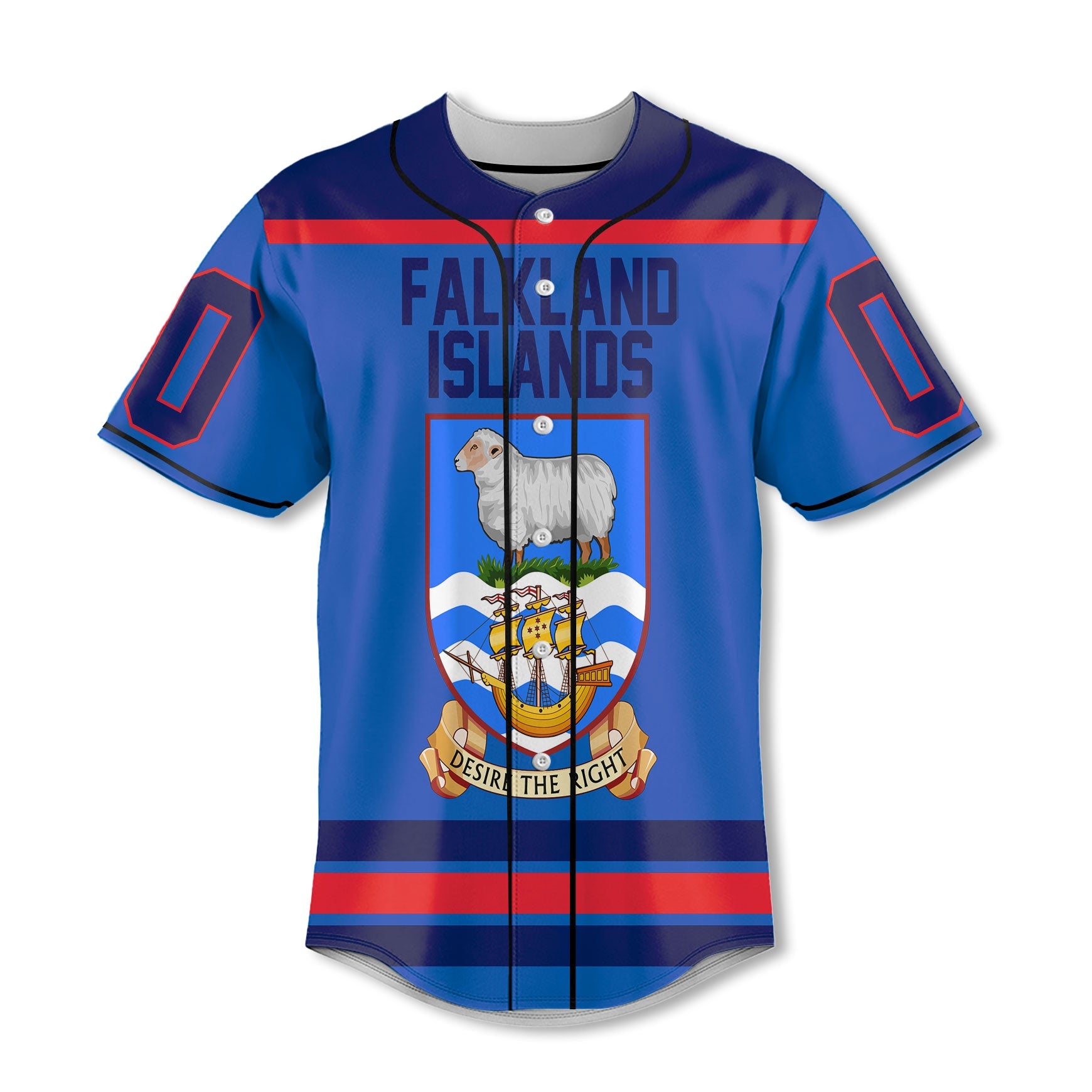 Falkland Islands Baseball Jersey Flag & Coat Of Arms Hockey Style