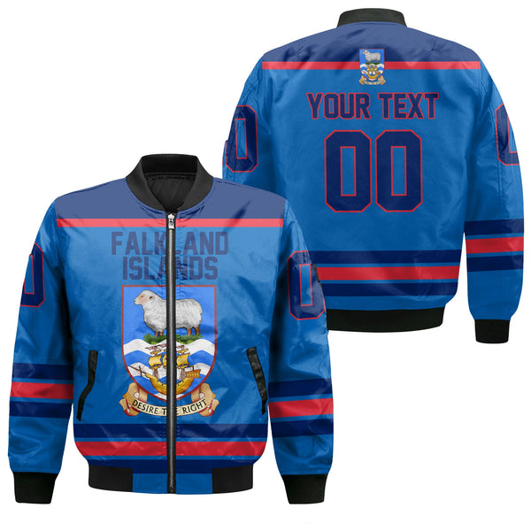 Falkland Islands Bomber Jacket Flag & Coat Of Arms Hockey Style