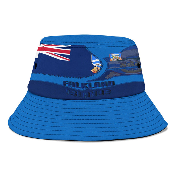 Falkland Islands Bucket Hat Flag & Coat Of Arms Leather Style