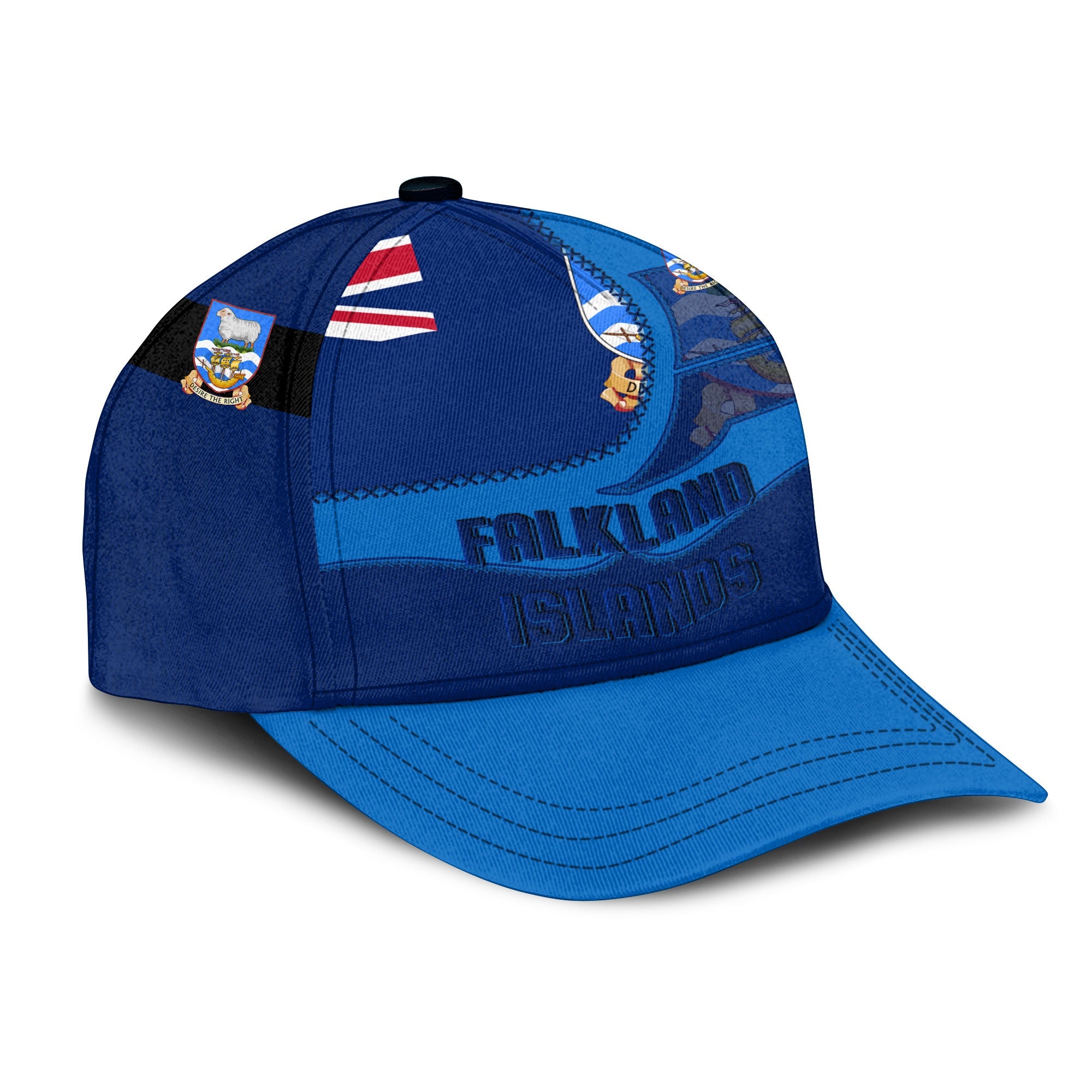 Falkland Islands Classic Cap Flag & Coat Of Arms Leather Style