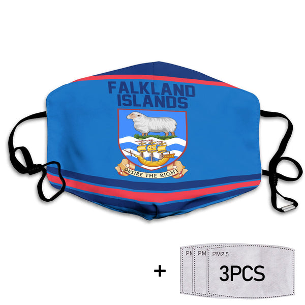 Falkland Islands Face Mask Flag & Coat Of Arms Hockey Style