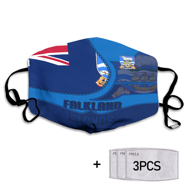 Falkland Islands Face Mask Flag & Coat Of Arms Leather Style