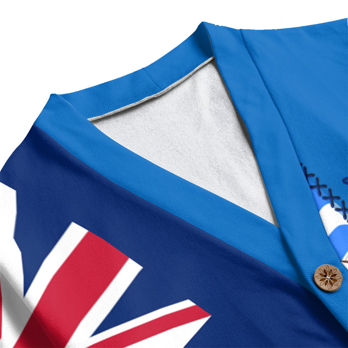 Falkland Islands Fleece Cardigan Flag & Coat Of Arms Leather Style