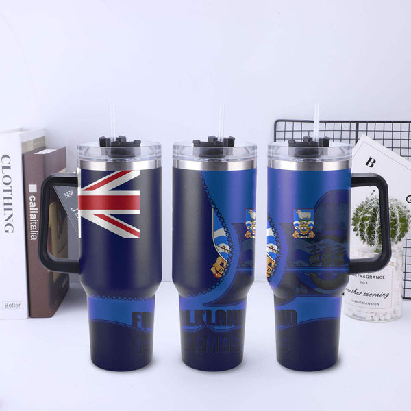 Falkland Islands Handle Tumbler Flag & Coat Of Arms Leather Style