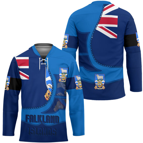 Falkland Islands Hockey Jersey Flag & Coat Of Arms Leather Style