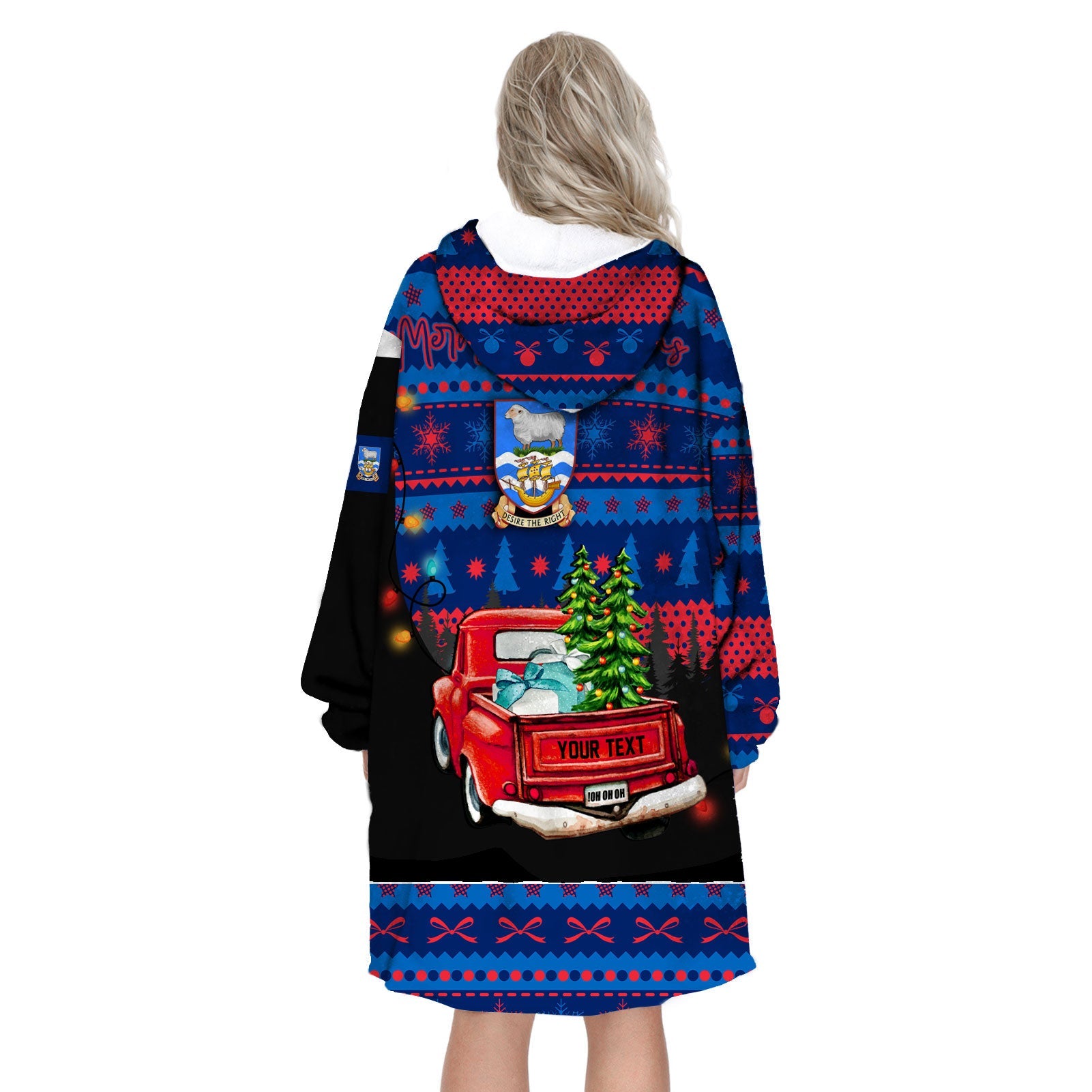 Falkland Islands Snug Hoodie Coat Of Arms Christmas Style