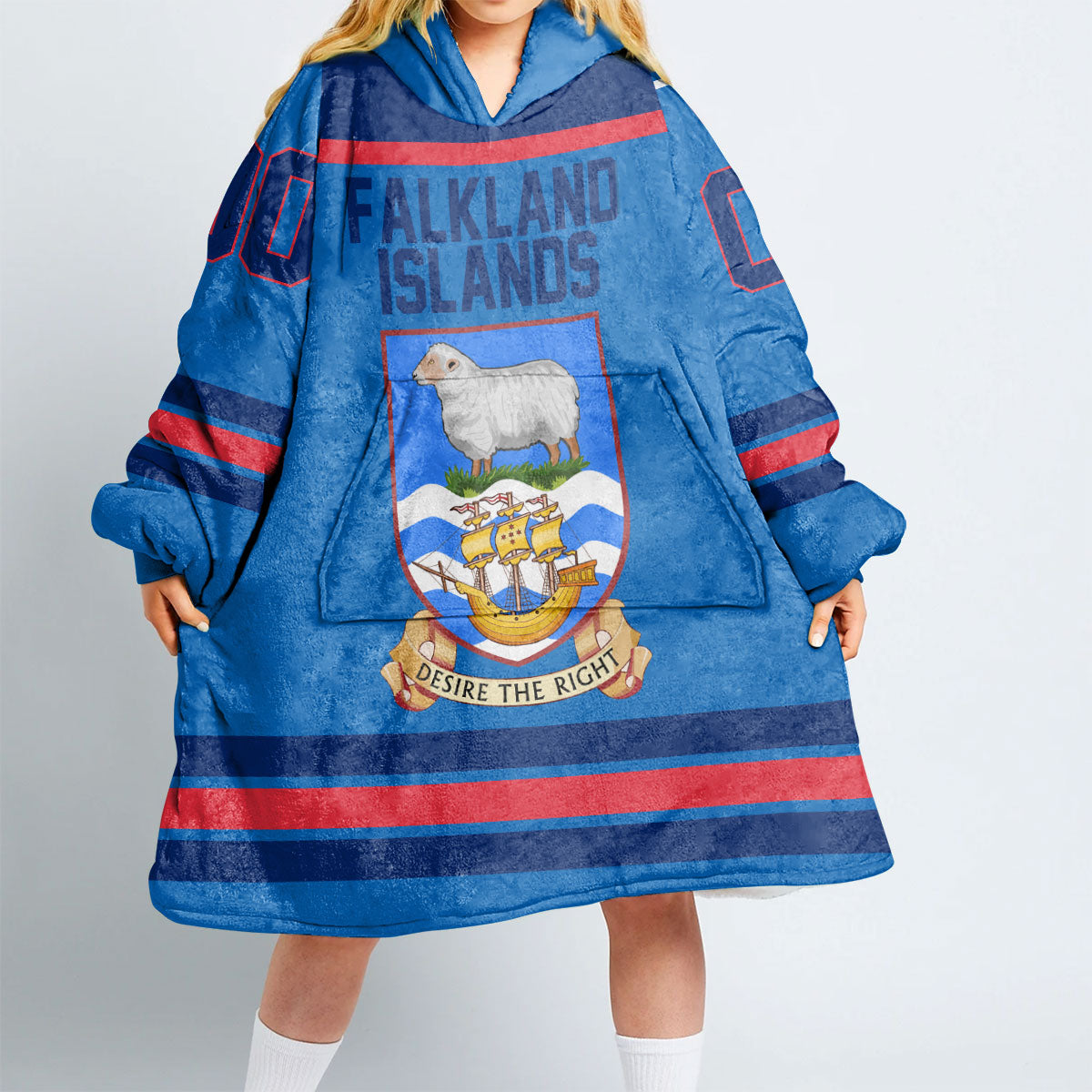 Falkland Islands Snug Hoodie Flag & Coat Of Arms Hockey Style