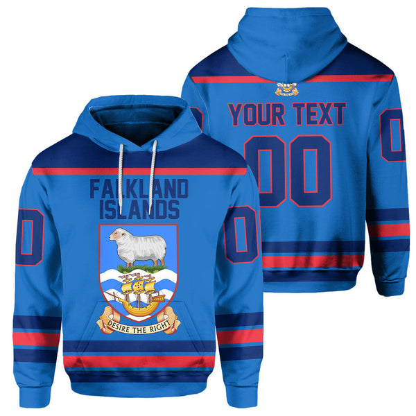 Falkland Islands Hoodie Flag & Coat Of Arms Hockey Style