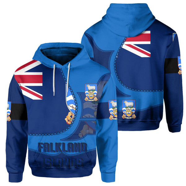 Falkland Islands Hoodie Flag & Coat Of Arms Leather Style