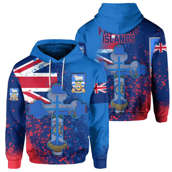 Falkland Islands Hoodie Flag & Coat Of Arms Orthodox Style