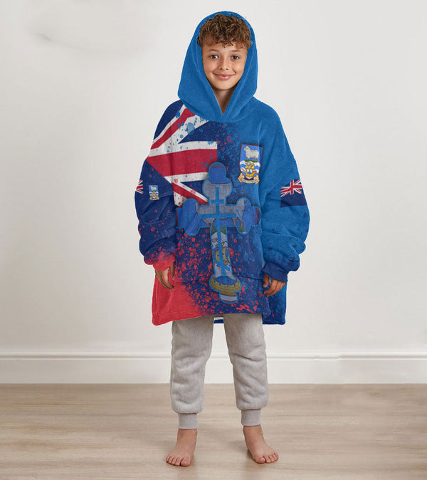 Falkland Islands Kid Snug Hoodie Flag & Coat Of Arms Orthodox Style