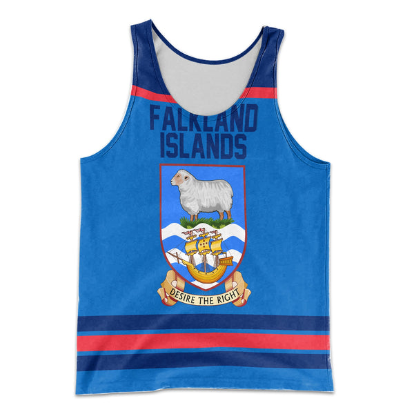 Falkland Islands Men Tank Top Flag & Coat Of Arms Hockey Style