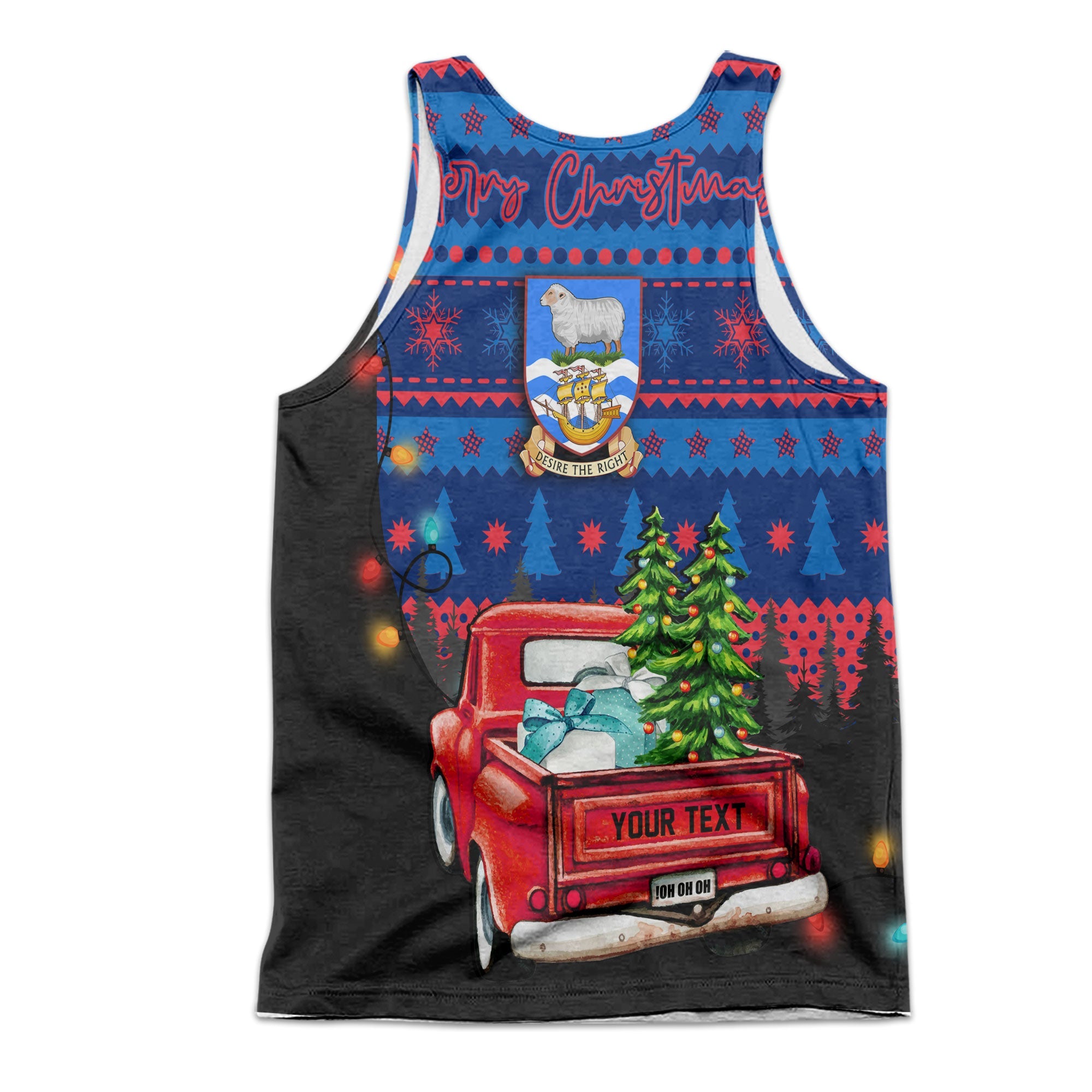 Falkland Islands Men Tank Top Coat Of Arms Christmas Style