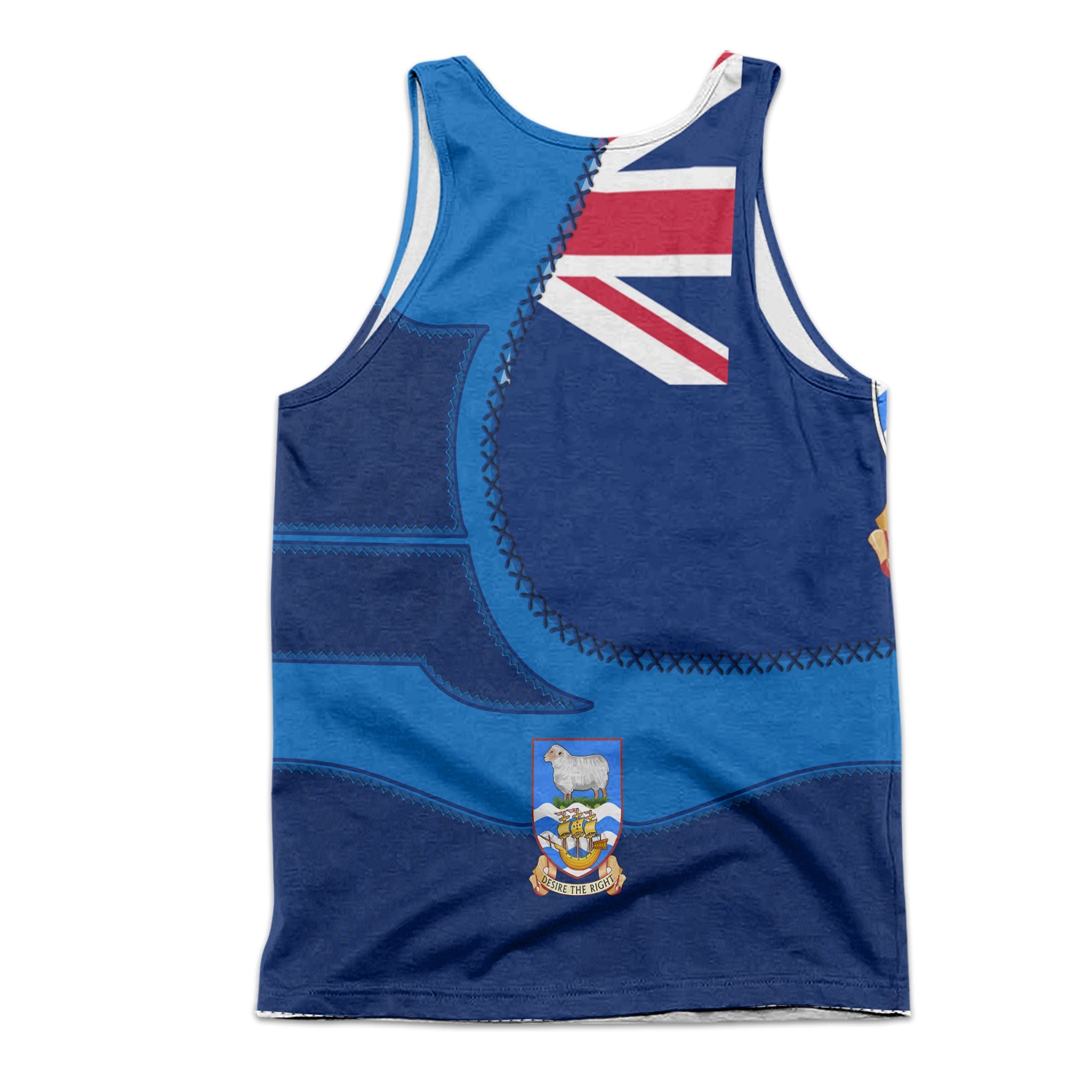 Falkland Islands Men Tank Top Flag & Coat Of Arms Leather Style