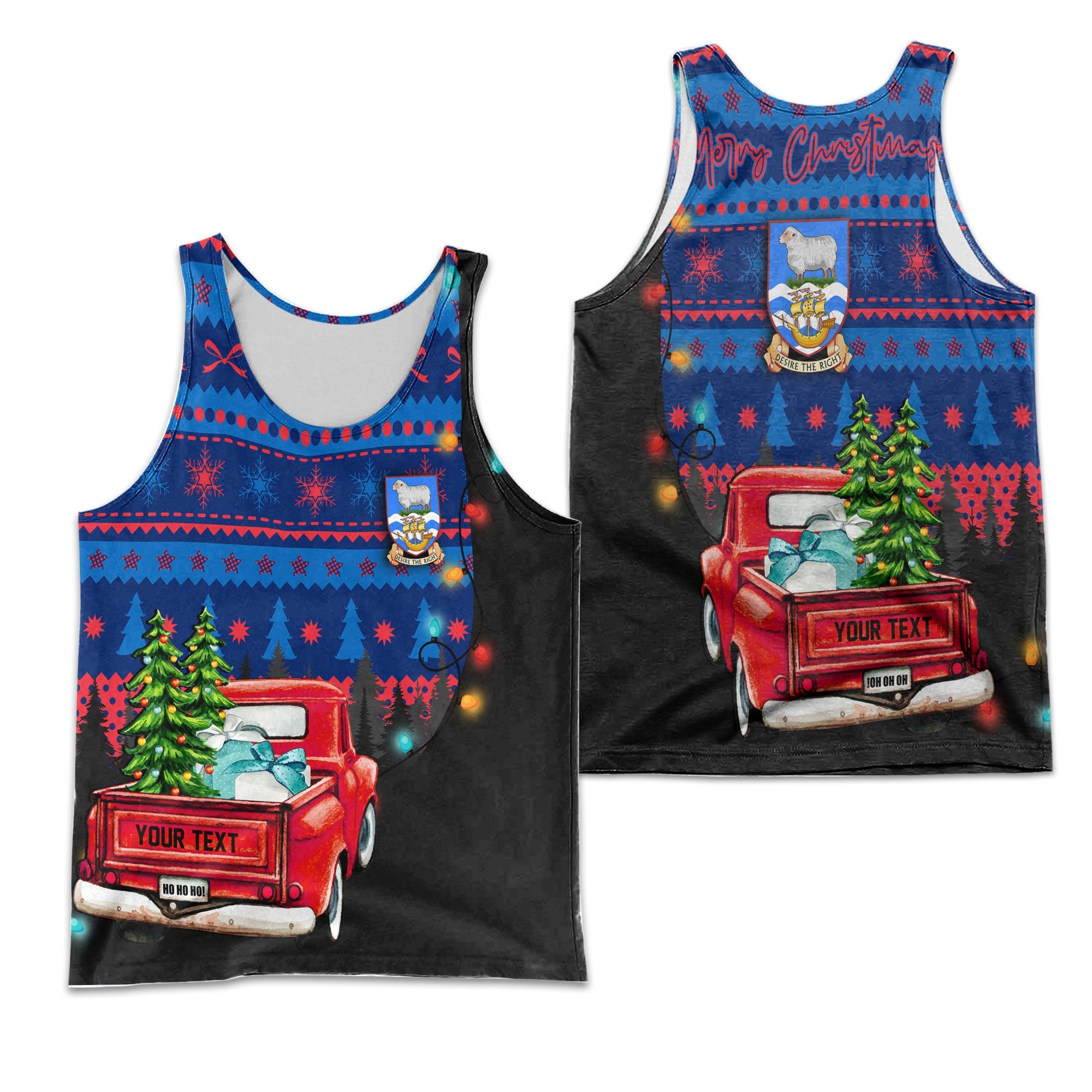 Falkland Islands Men Tank Top Coat Of Arms Christmas Style