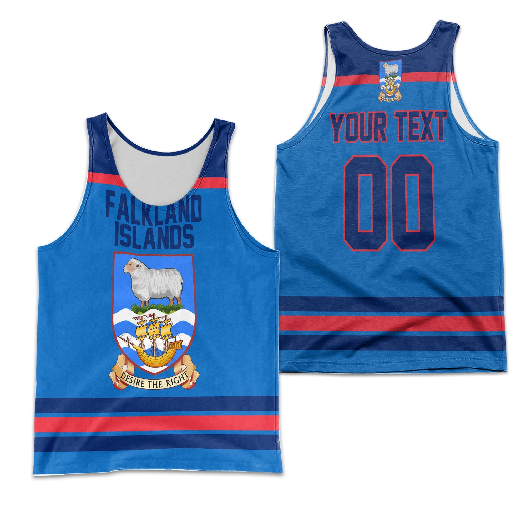 Falkland Islands Men Tank Top Flag & Coat Of Arms Hockey Style