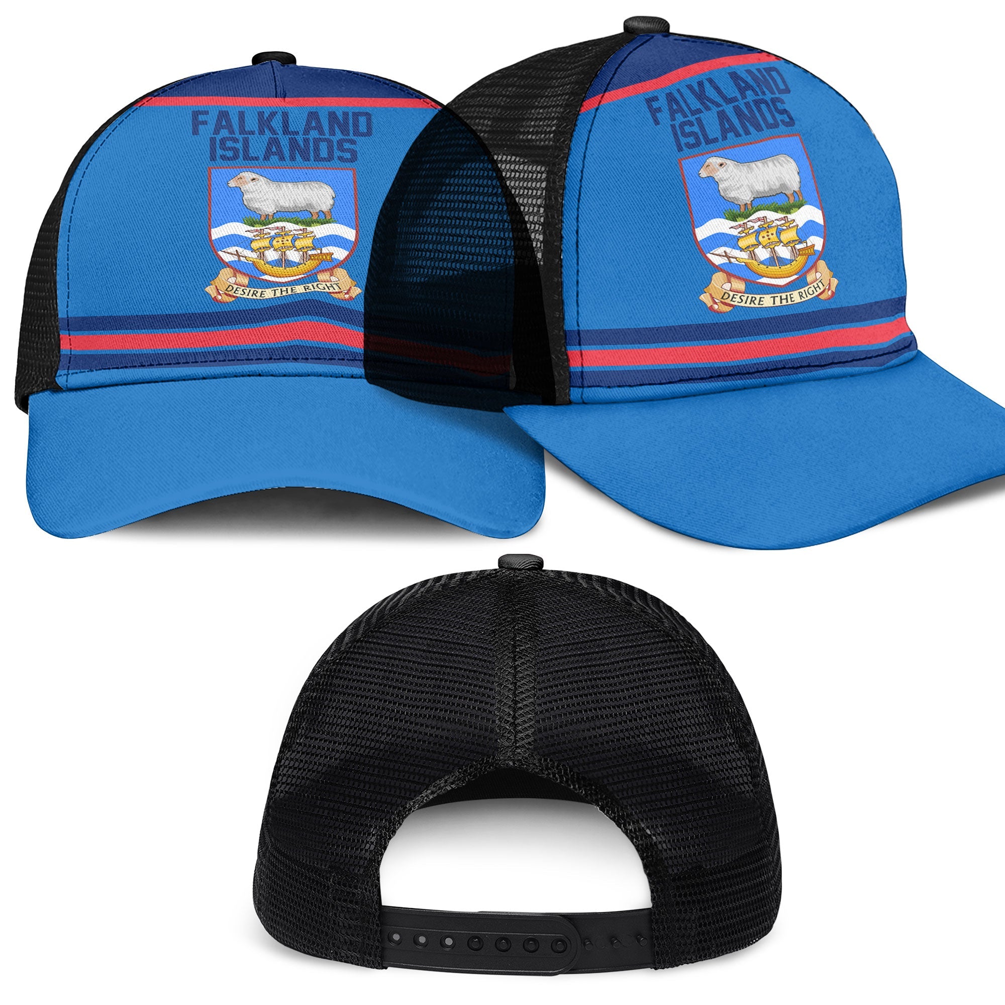 Falkland Islands Mesh Back Cap Flag & Coat Of Arms Hockey Style