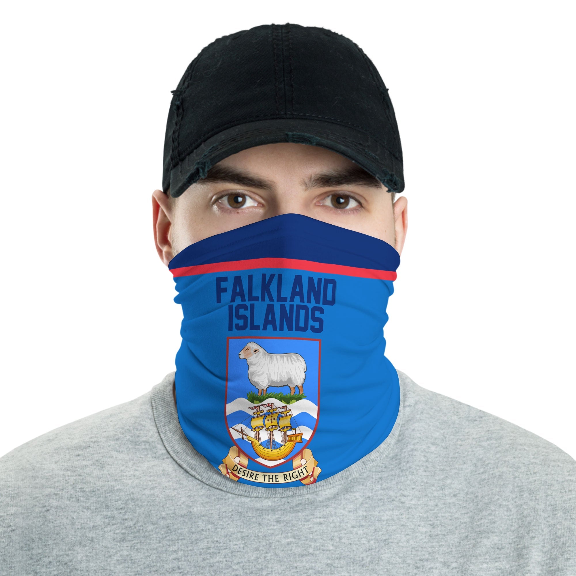 Falkland Islands Neck Gaiter Flag & Coat Of Arms Hockey Style